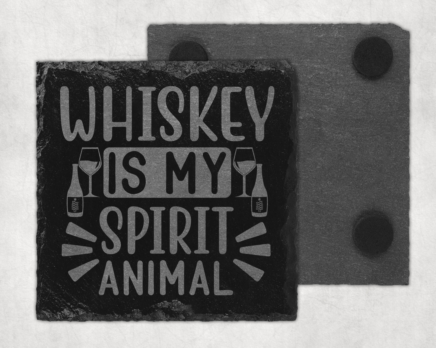 Bar Slate Coaster - Whiskey Is My Spirit Animal (Set of 4) (E3) Shop Sentosa