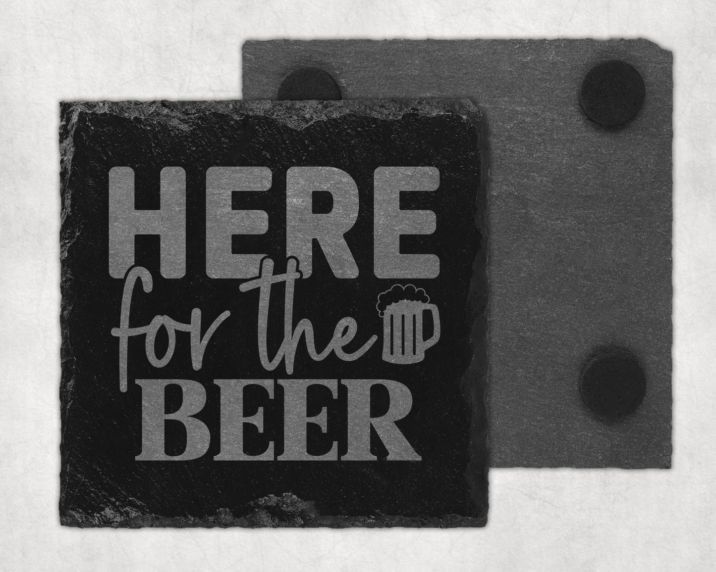 Bar Slate Coaster - Here For Beer (Set of 4) (E13) Shop Sentosa