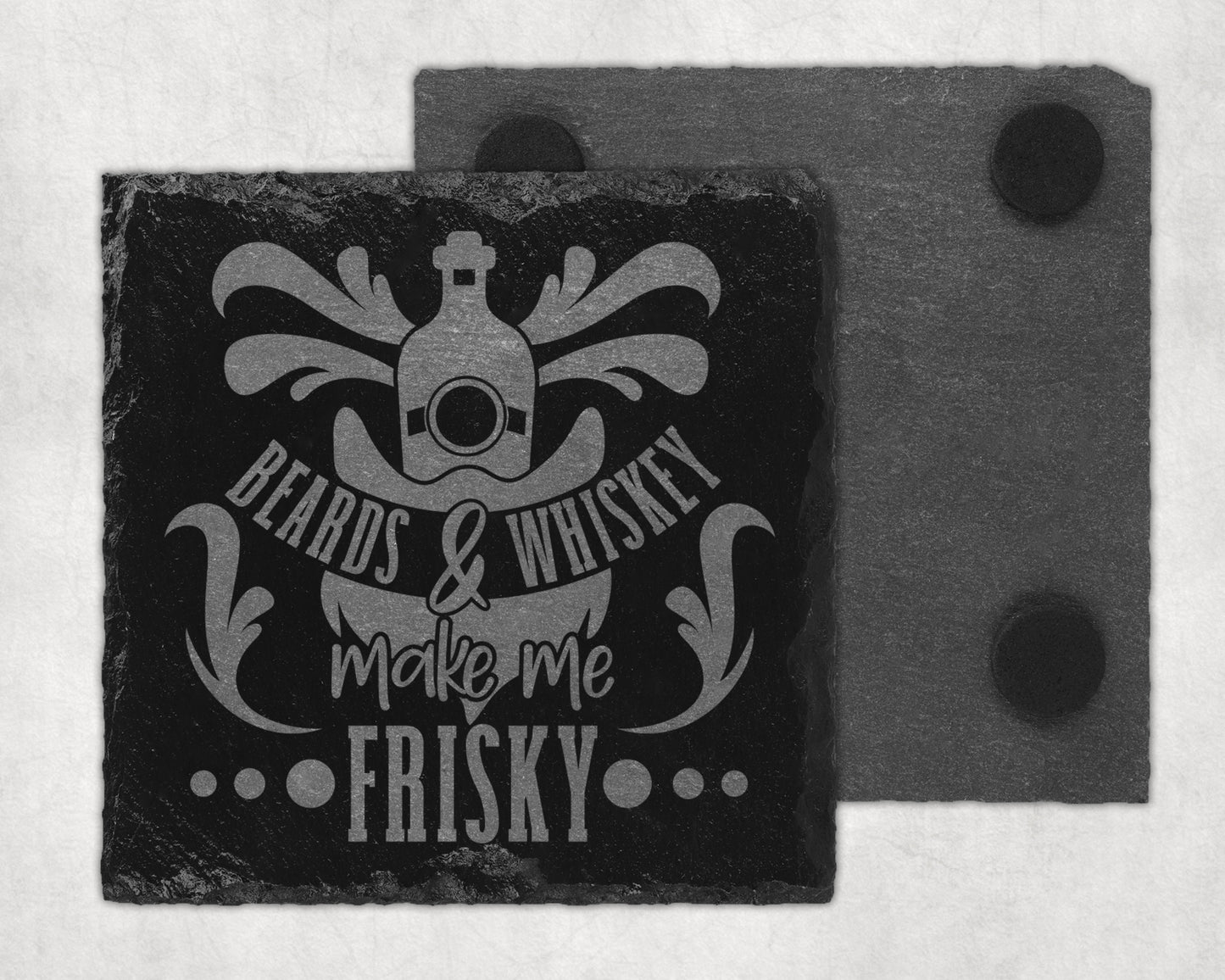 Bar Slate Coaster - Beards & Whiskey (Set of 4) (E20) Shop Sentosa