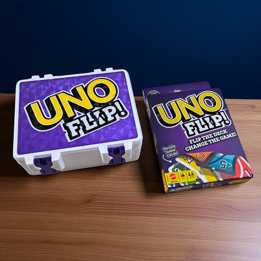 UNO Flip Card Storage Box Flip Double Deck Storage Box + Original UNO Flip Card Deck Sentosa Color Lab