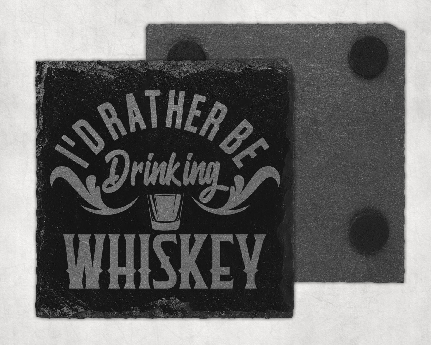 Bar Slate Coaster - Drinking Whiskey (Set of 4) (E22) Shop Sentosa