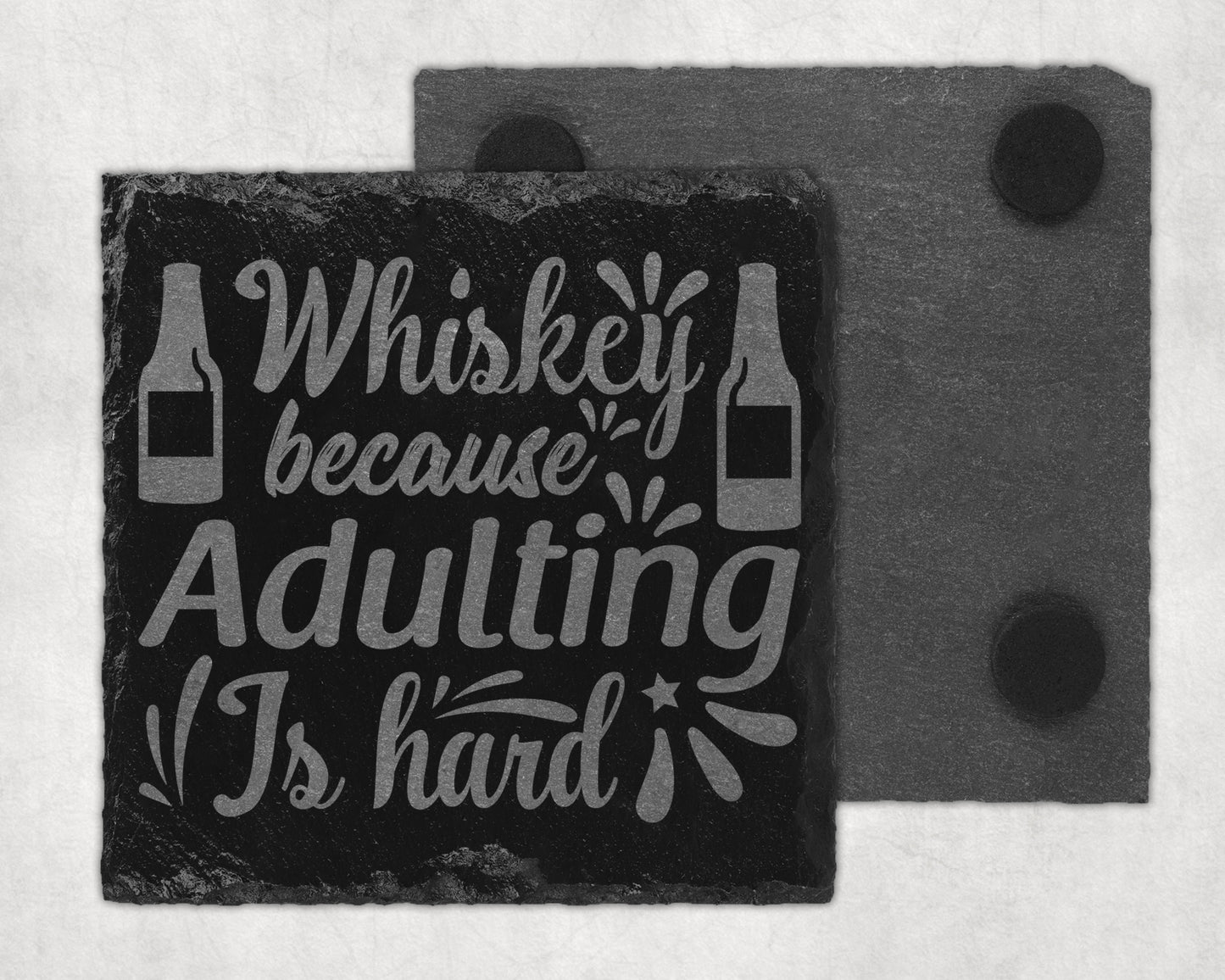 Bar Slate Coaster - Whiskey Because (Set of 4) (E26) Shop Sentosa