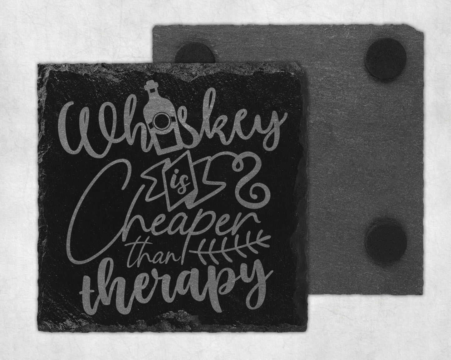 Bar Slate Coaster - Whiskey Is Cheaper Than Therapy(Set of 4) (E27) Shop Sentosa