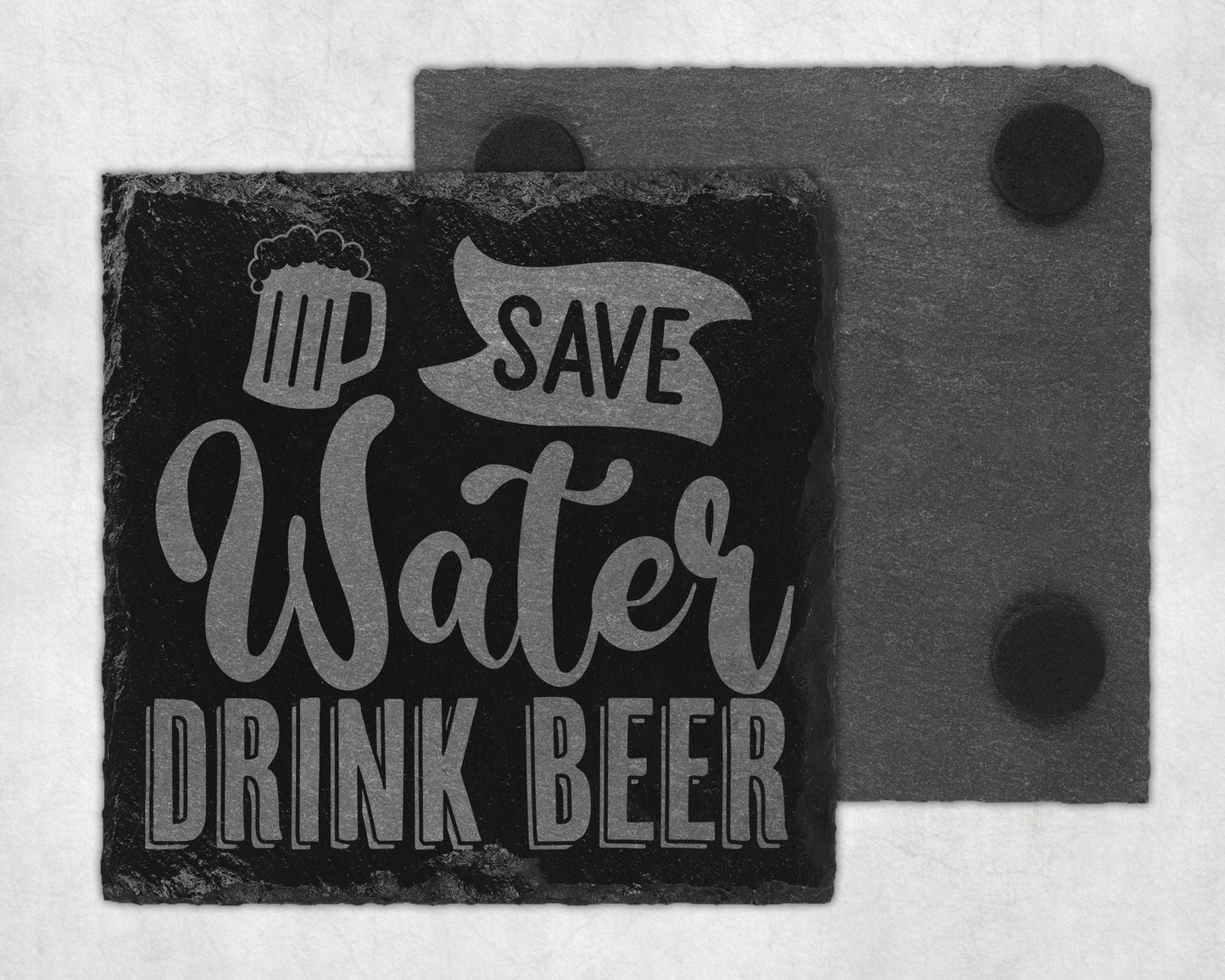 Bar Slate Coaster - Save Water Drink Beer (Set of 4) (E44) Shop Sentosa