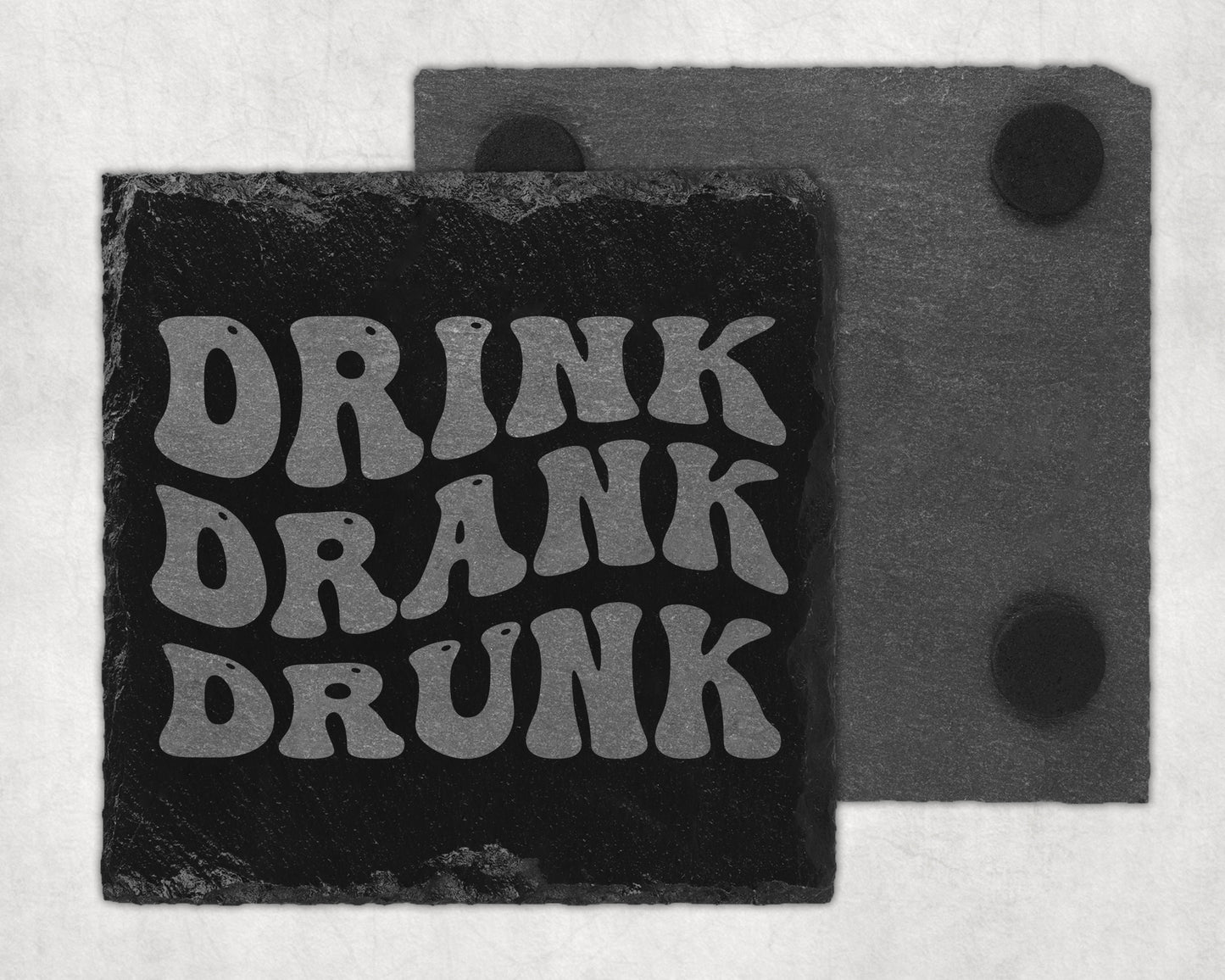 Bar Slate Coasters - Drink Drank Drunk (Set of 4) (E62) Shop Sentosa