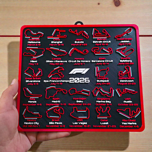 Formula 1 2026 Race Calendar Track Display with Racing Line - Complete F1 Season Schedule Board - Wall Decor or Tabletop Stand Sentosa