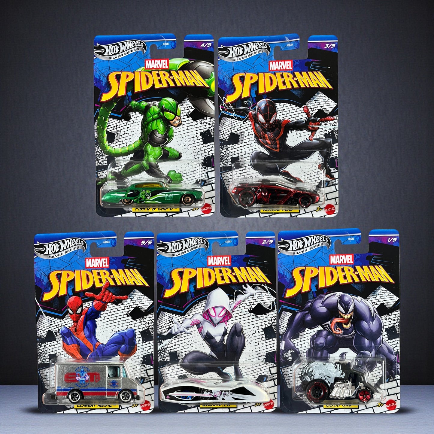 Hot Wheels Silver Series - Complete Set - Marvel SpiderMan - GDG83 Mattel
