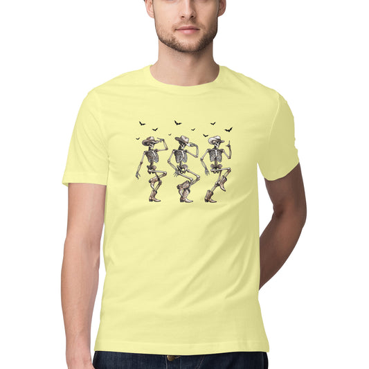 Cowboy Skeletons Dance T-Shirt Butter Yellow Printrove