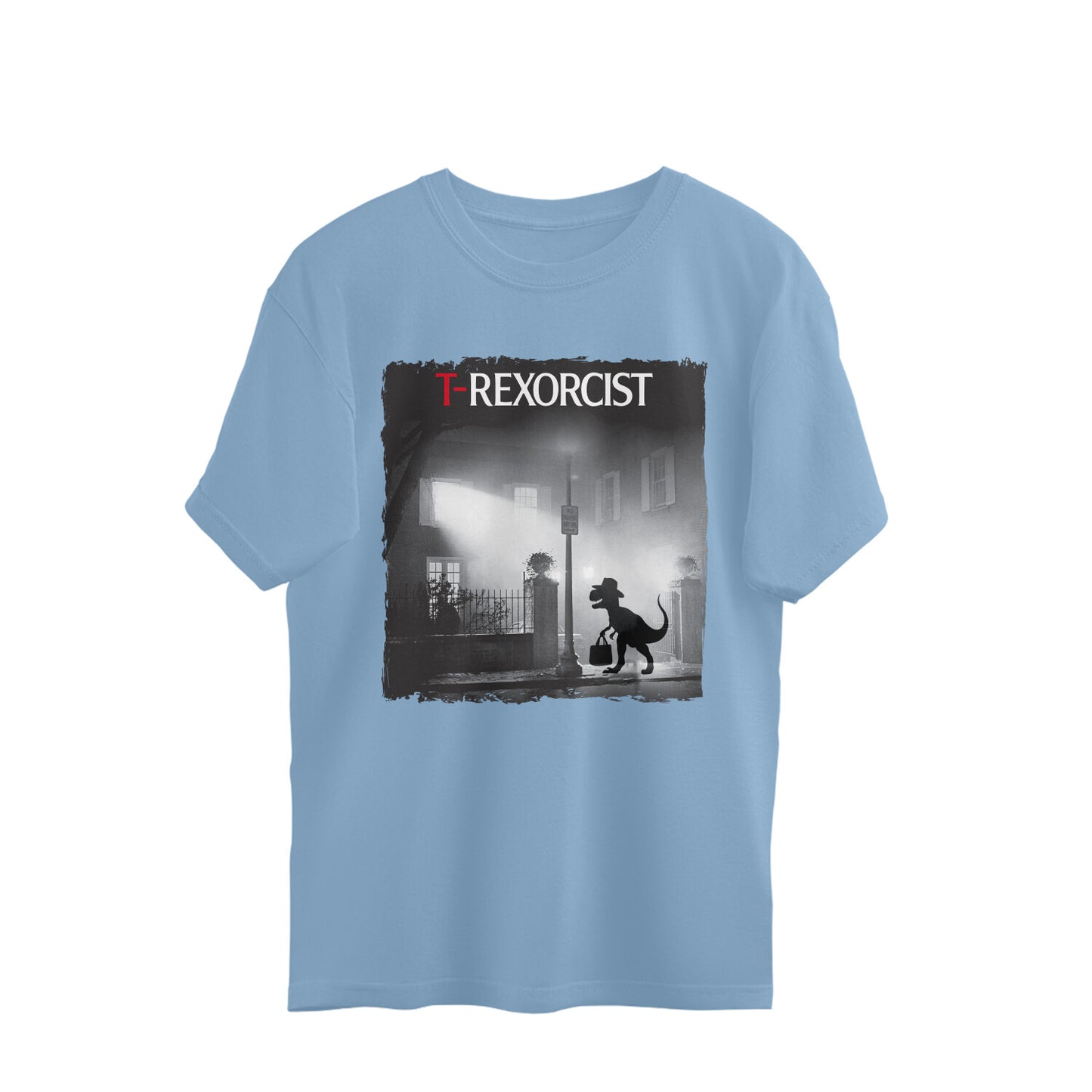 T-Rexorcist Oversized T-Shirt Baby Blue Printrove