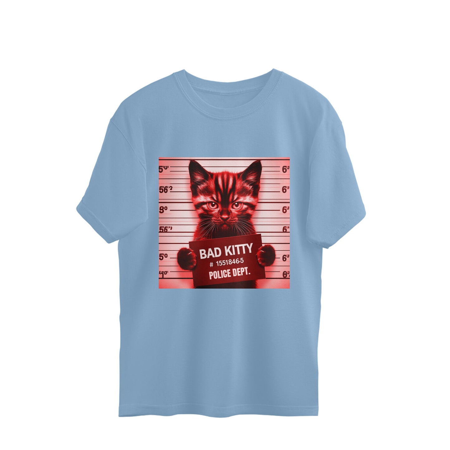 Bad Kitty Oversized T-Shirt Baby Blue Printrove