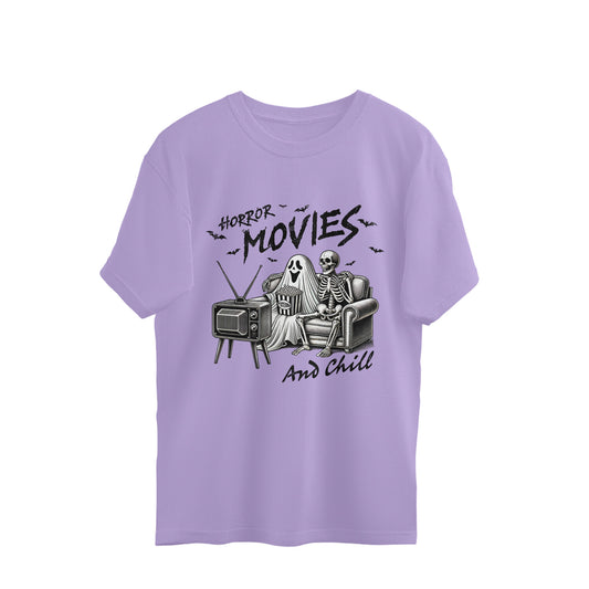 Horror Movies & Chill Oversized T-Shirt Iris Lavender Printrove