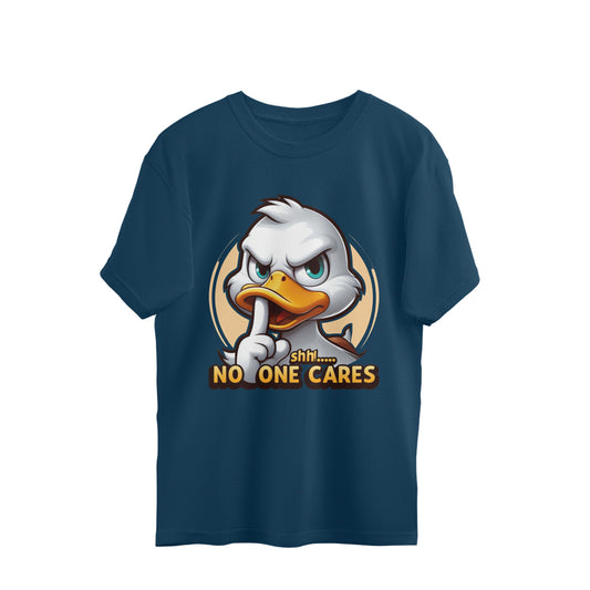 Shh No One Cares Oversized T-Shirt Navy Blue Printrove