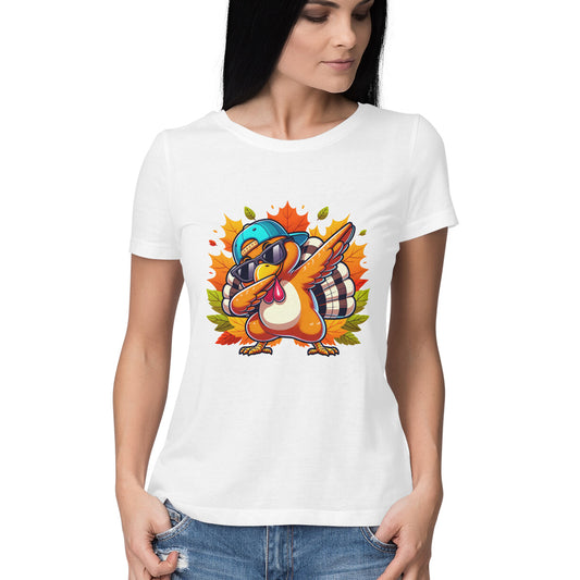 Dabbing Turkey Women's T-Shirt White Printrove