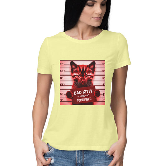 Bad Kitty Women's T-Shirt Butter Yellow Printrove
