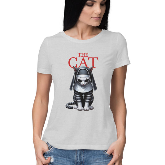 The Cat Nun Women's T-Shirt Melange Grey Printrove