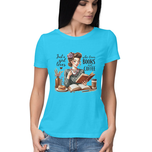 Just A Girl Who Loves Women's T-Shirt Sky Blue Printrove