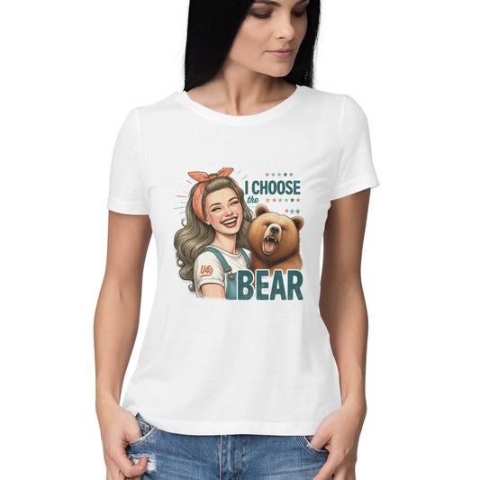 I Choose The Bear Women's T-Shirt White Printrove