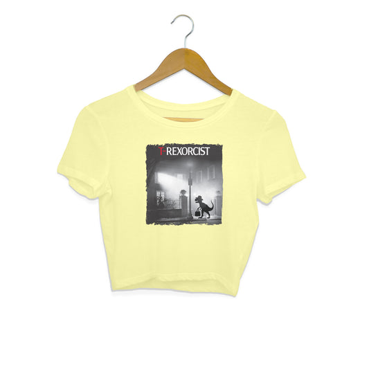 T-Rexorcist Crop Top Butter Yellow Printrove