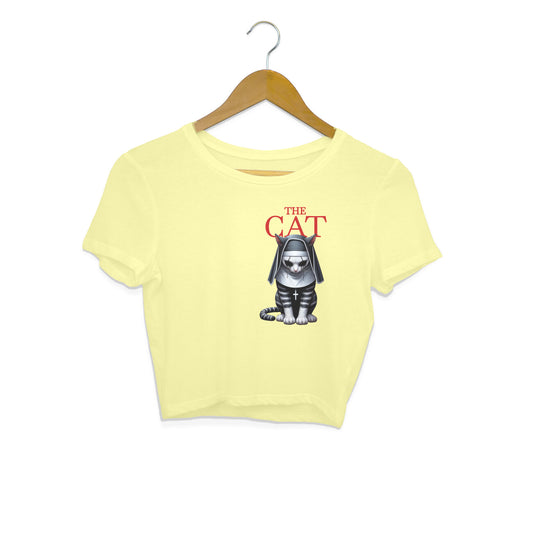 The Nun Cat Crop Top Butter Yellow Printrove