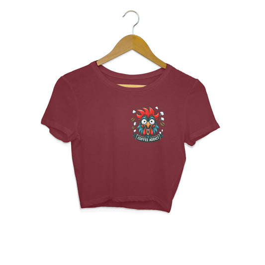 Coffee Addict Crop Top Maroon Printrove