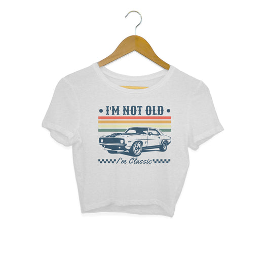 I'm Not Old Crop Top Melange Grey Printrove
