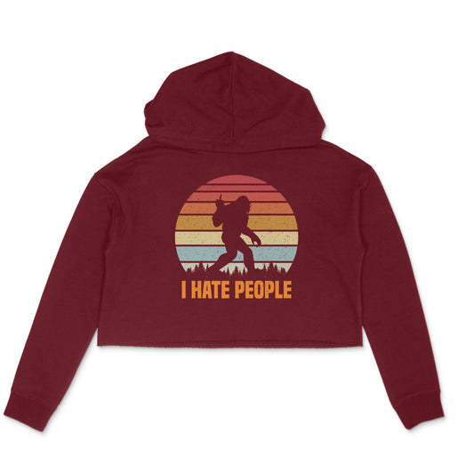I Hate People Crop Hoodie Maroon Printrove