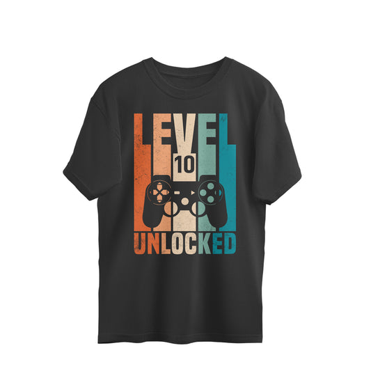 Level 10 Gamer Oversized T-Shirt Black Printrove