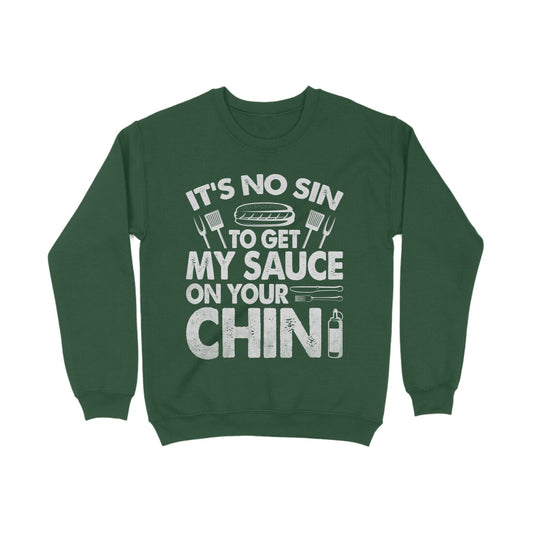 Sauce On Your Chin Sweatshirt Olive Green Printrove