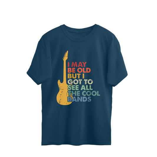 Music Quote Oversized T-Shirt Navy Blue Printrove
