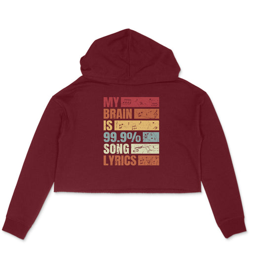99.9% Song Lyrics Music Lovers Crop Hoodie Maroon Printrove