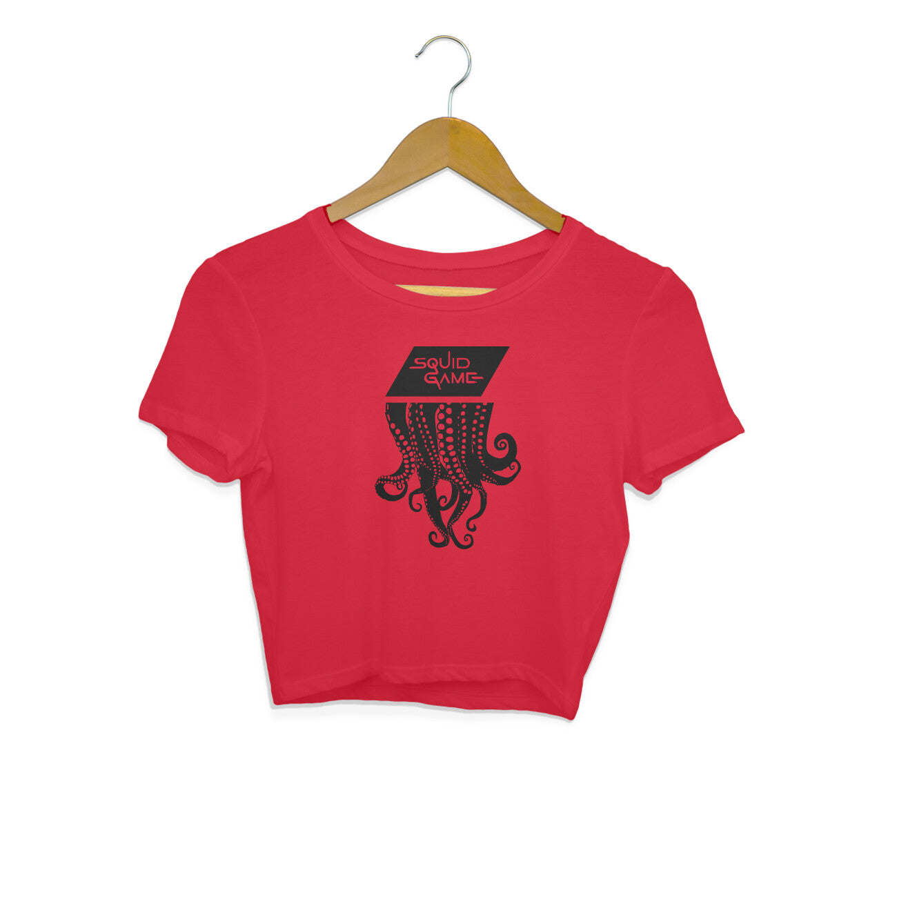Squid Games Women Crop Top Red Printrove