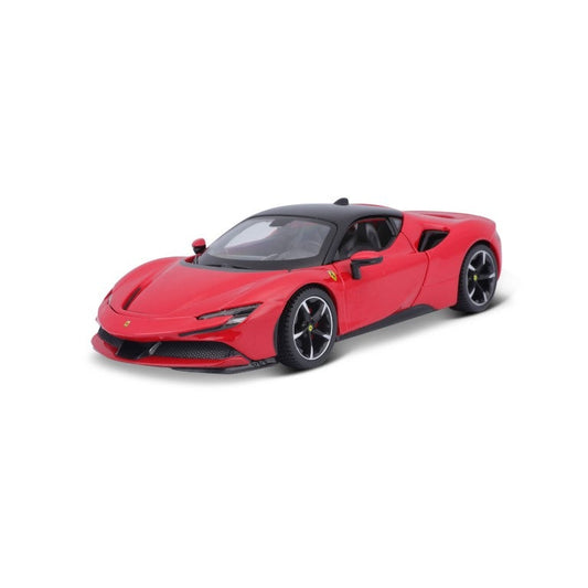 Bburago Ferrari SF90 Stradale 1:24 Scale Red Die-Cast Model Car With Clear Display Case & Stand – Collector’s Edition Bburago