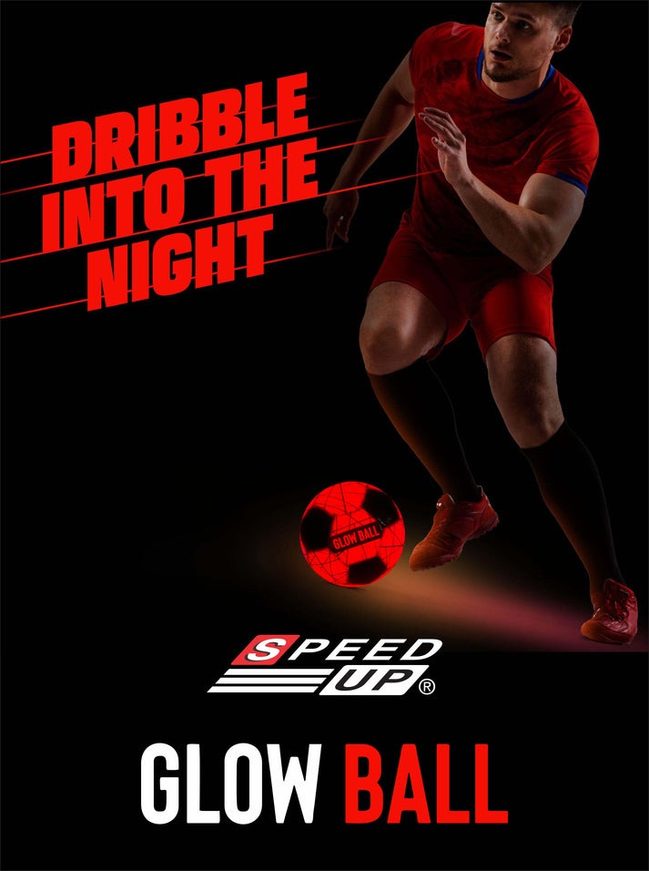 Speed UP - LED Glow Football - Impact Activated, Red Light Up Ball with Pump, Size 5 Sentosa