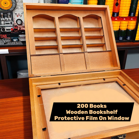 Anxiety Bookshelf with 200 Tiny Books Wooden Mini Library & Stress Relief Ornament Sentosa Color Lab