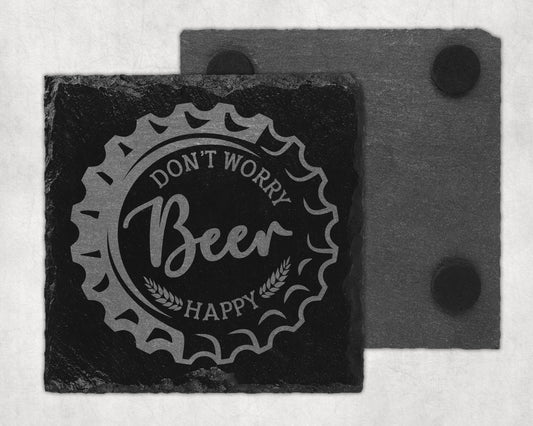 Bar Slate Coaster - Don't Worry Beer (Set of 4) (E131) Shop Sentosa