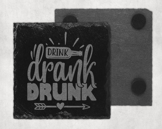 Bar Slate Coaster - Drink Drank Drunk (Set of 4) (E132) Shop Sentosa