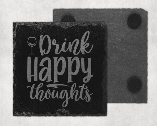 Bar Slate Coaster - Drink Happy Thoughts (Set of 4) (E133) Shop Sentosa
