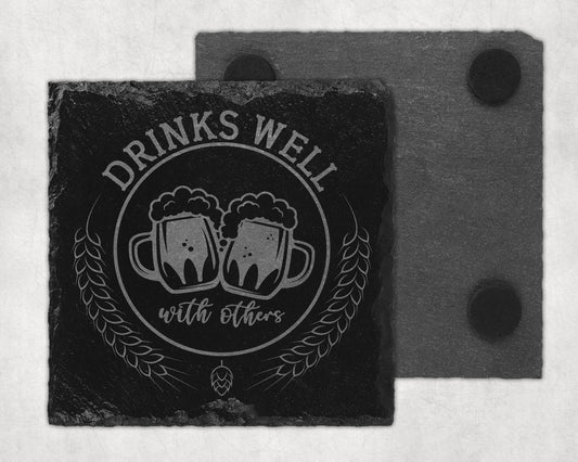 Bar Slate Coaster - Drink Well With Others (Set of 4) (E135) Shop Sentosa