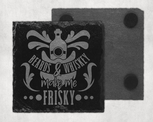 Bar Slate Coaster - Beards & Whiskey (Set of 4) (E20) Shop Sentosa