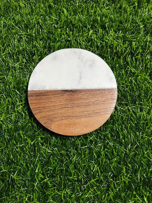 Marble/Wood Coasters - Set of 4 Round Shop Sentosa