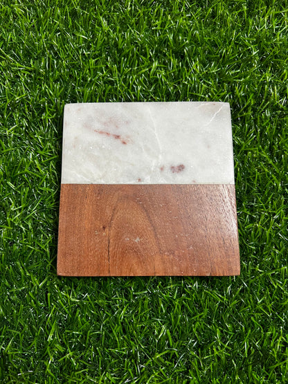 Marble/Wood Coasters - Set of 4 Square Shop Sentosa