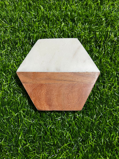 Marble/Wood Coasters - Set of 4 Hexagonal Shop Sentosa