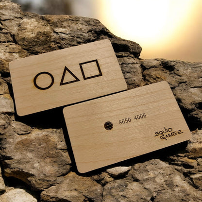 Iconic Series Squid Games Game Invitation Card Set Made On High Quality Wood, 3mm Thickness (Pack of 5) Shop Sentosa