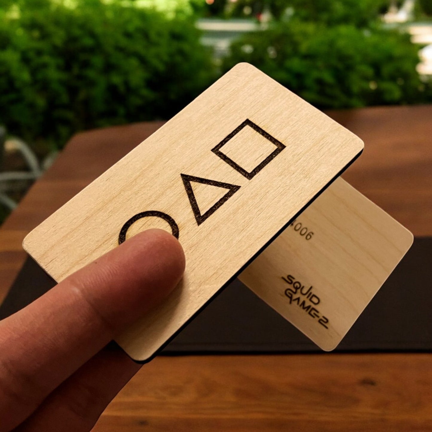 Iconic Series Squid Games Game Invitation Card Set Made On High Quality Wood, 3mm Thickness (Pack of 5) Shop Sentosa