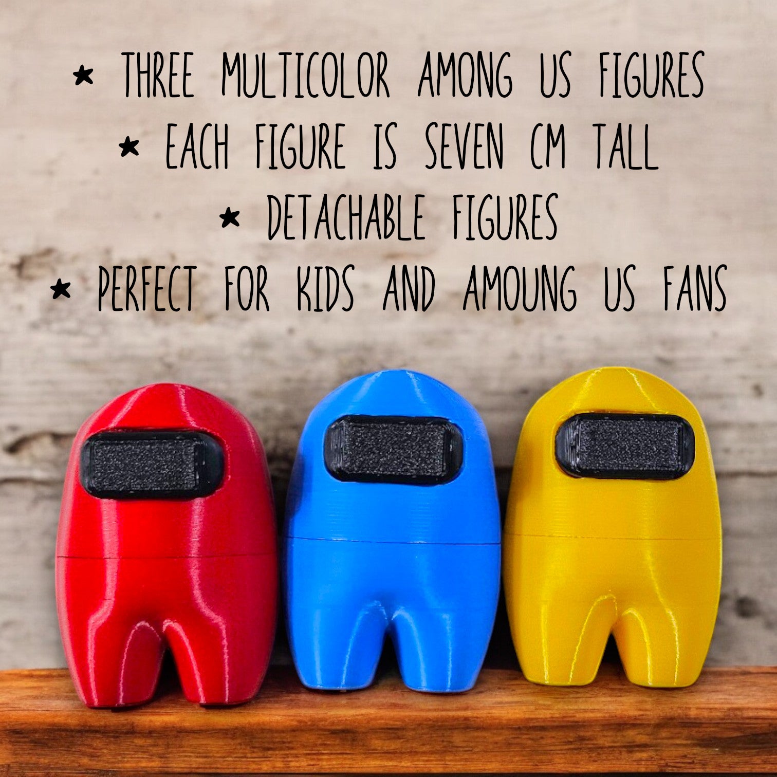 Crew Members Character Figures, Collectible Among Us Toys for Kids, Multicolour, Pack of 3, Detachable Body Shop Sentosa
