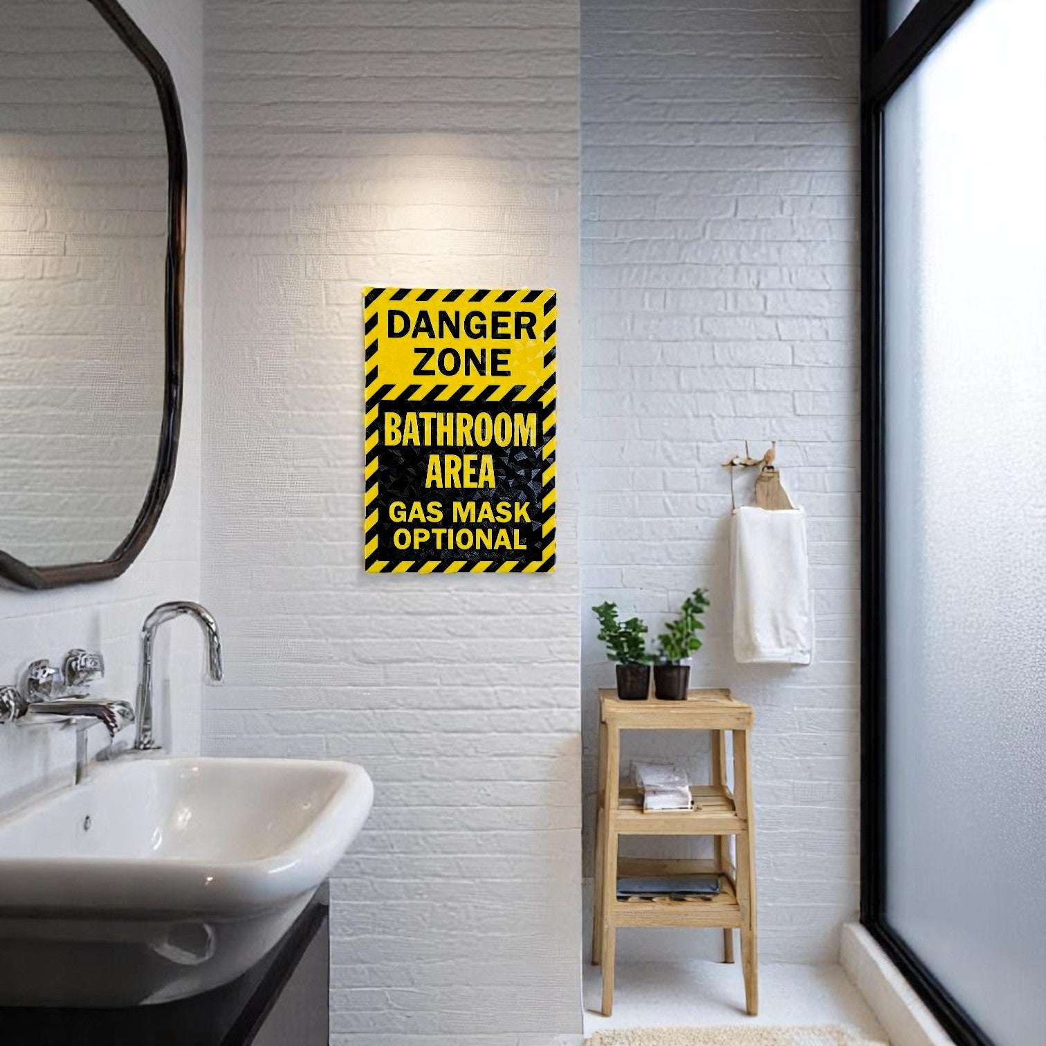 Funny Danger Zone Bathroom Wall Sign - Quirky Restroom Decor Sentosa Color Lab