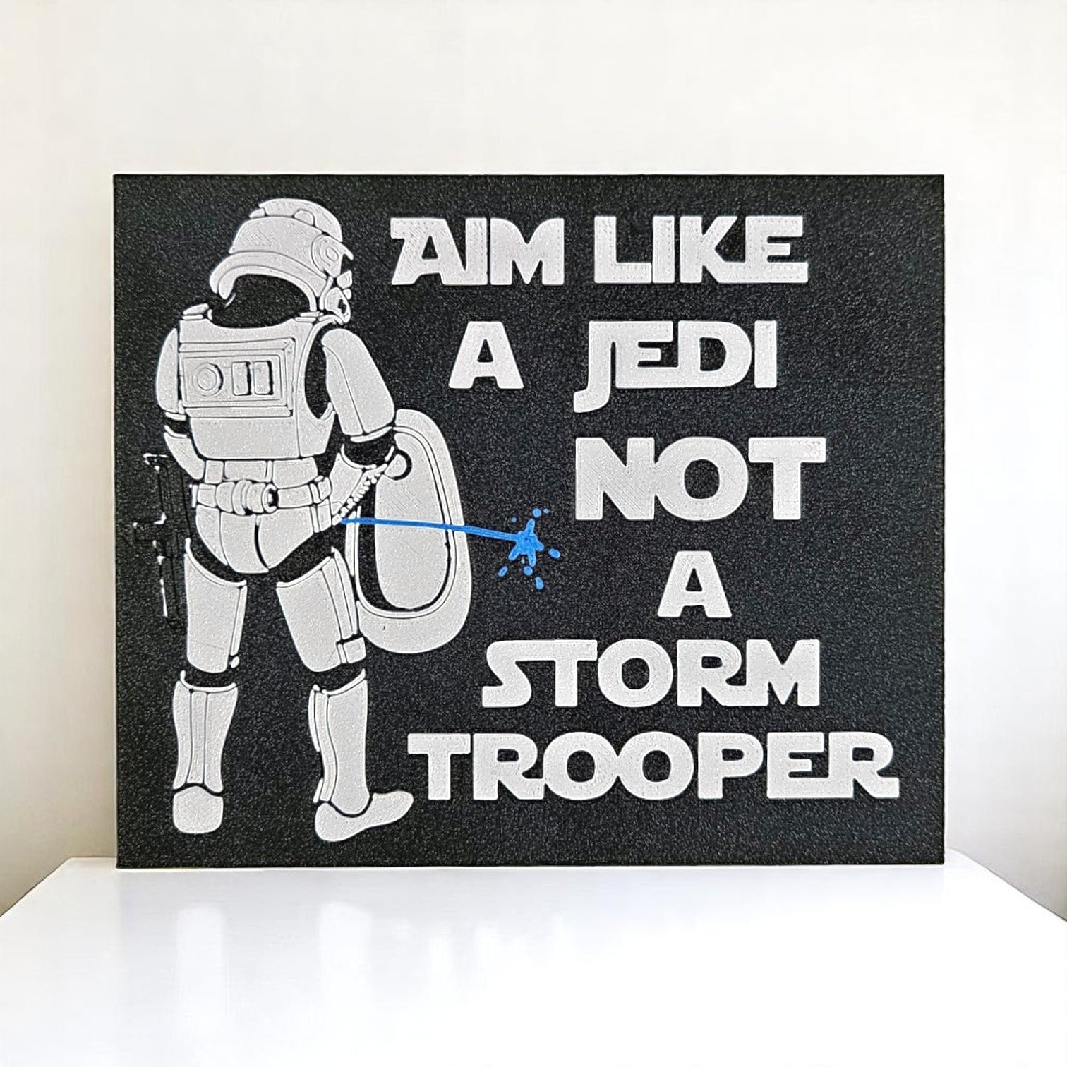 Star Wars Aim Like A Jedi Bathroom Sign - Funny Geek Wall Decor for Fans (18 x 18 cm) Sentosa Color Lab