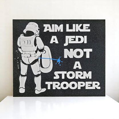 Star Wars Aim Like A Jedi Bathroom Sign - Funny Geek Wall Decor for Fans (18 x 18 cm) Sentosa Color Lab