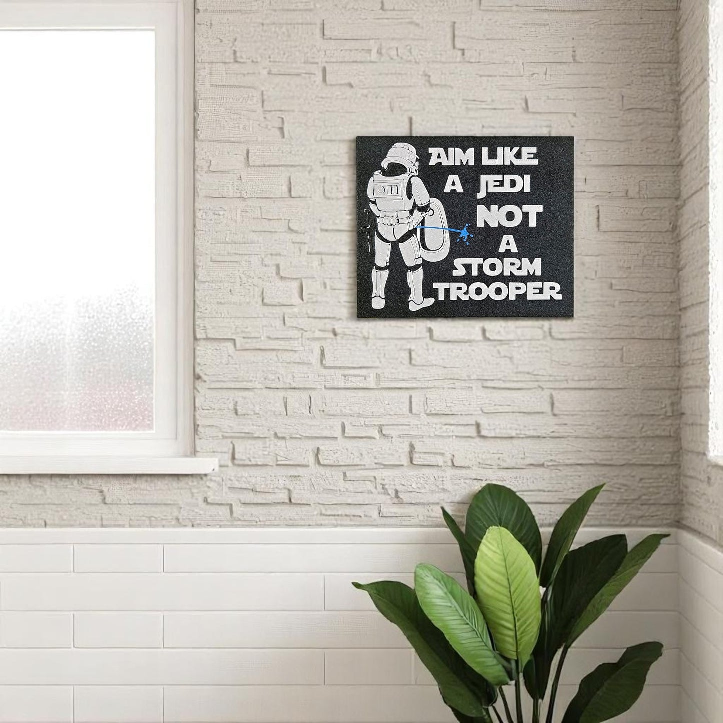 Star Wars Aim Like A Jedi Bathroom Sign - Funny Geek Wall Decor for Fans (18 x 18 cm) Sentosa Color Lab