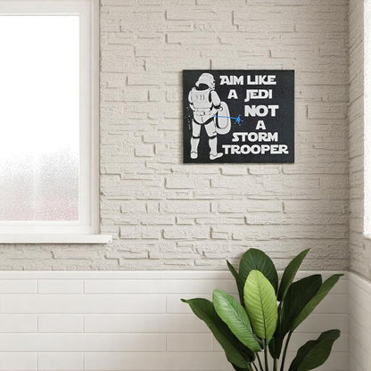 Star Wars Aim Like A Jedi Bathroom Sign - Funny Geek Wall Decor for Fans (18 x 18 cm) Sentosa Color Lab